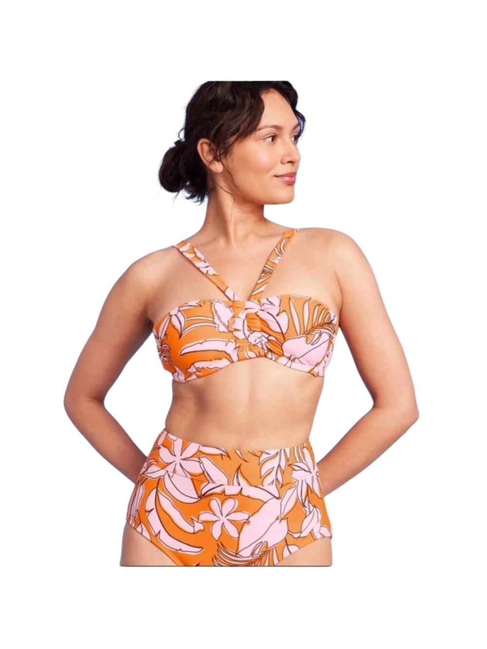 Kona Sol- 2 Piece Orange Floral Bikini Set.
Size Medium